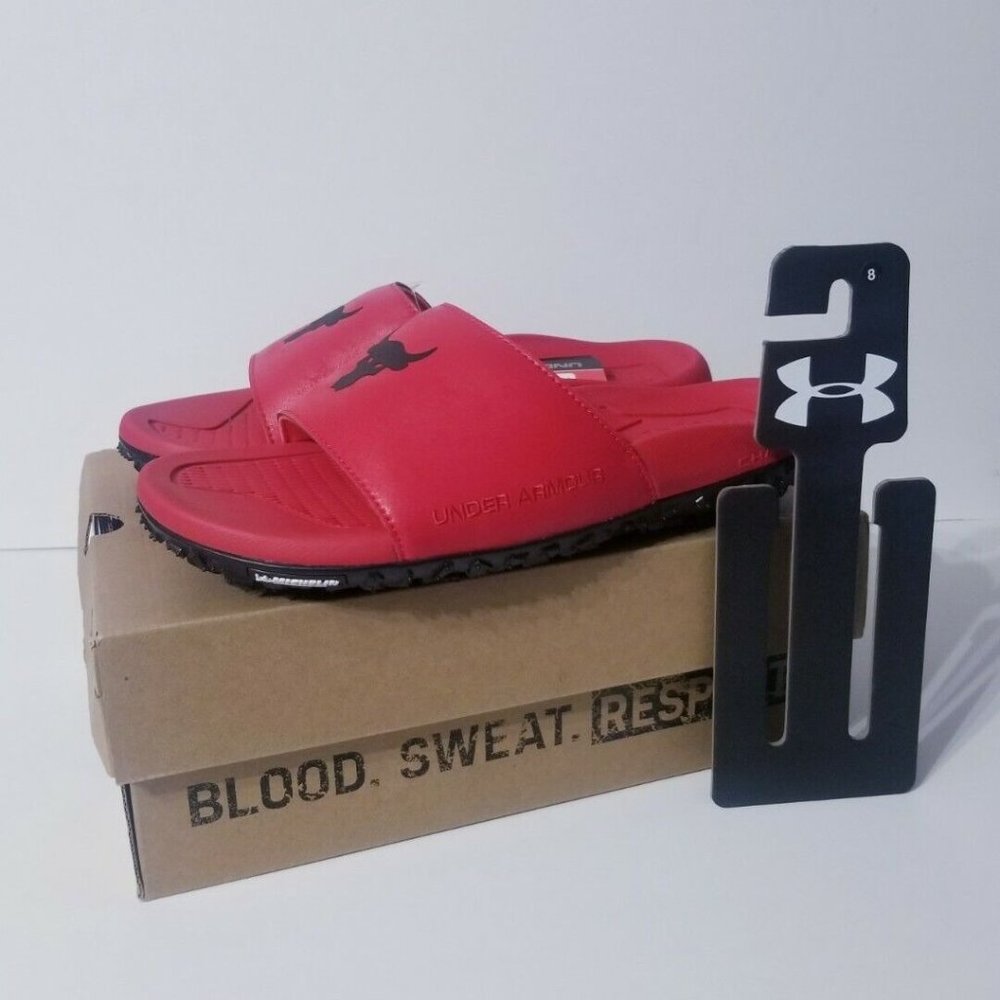 Under Armour Project Rock Slides Red - Picture 1 of 7